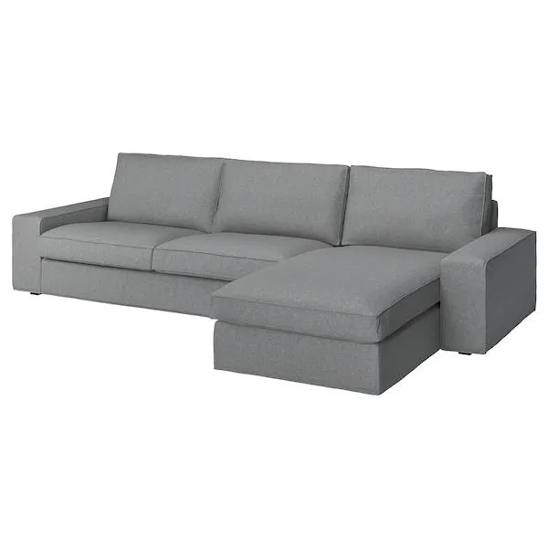 Sofá de 4 plazas con chaiselongue, Tibbleby beis/gris