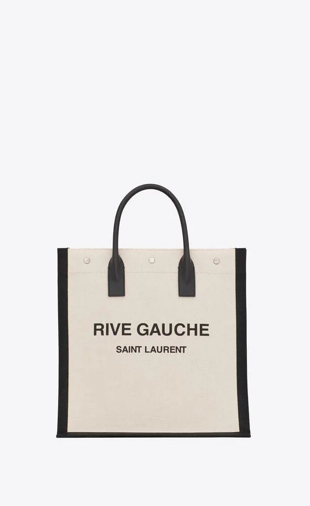 bolso tote rive gauche north/south de lino estampado y piel