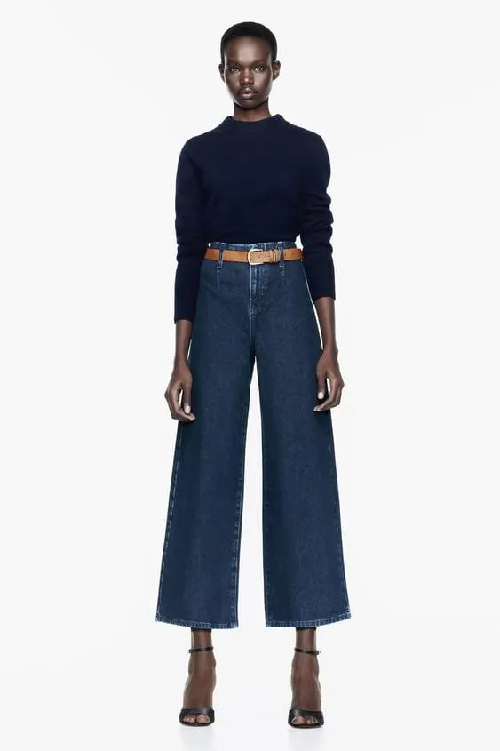 JEANS Z1975 WIDE LEG CROPPED TIRO ALTO CINTURÓN