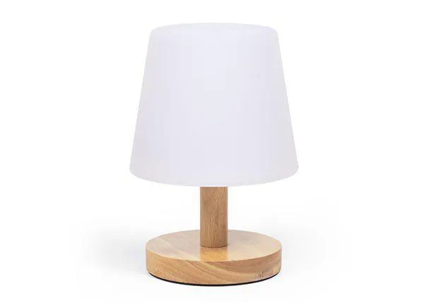 Lámpara de sobre mesa ámbar madera con batería LED