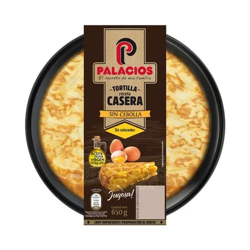 PALACIOS Tortilla fresca receta casera, sin cebolla, y con aceite de oliva virgen extra PALACIOS 650 g.