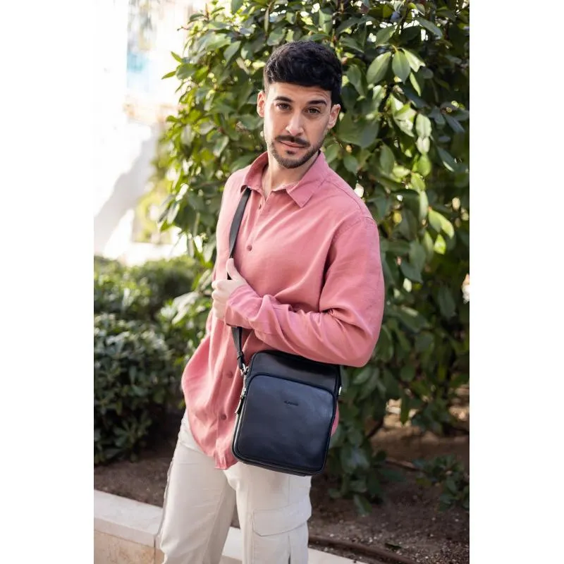 Bolso Bandolera hombre en piel vacuno color negro - Box