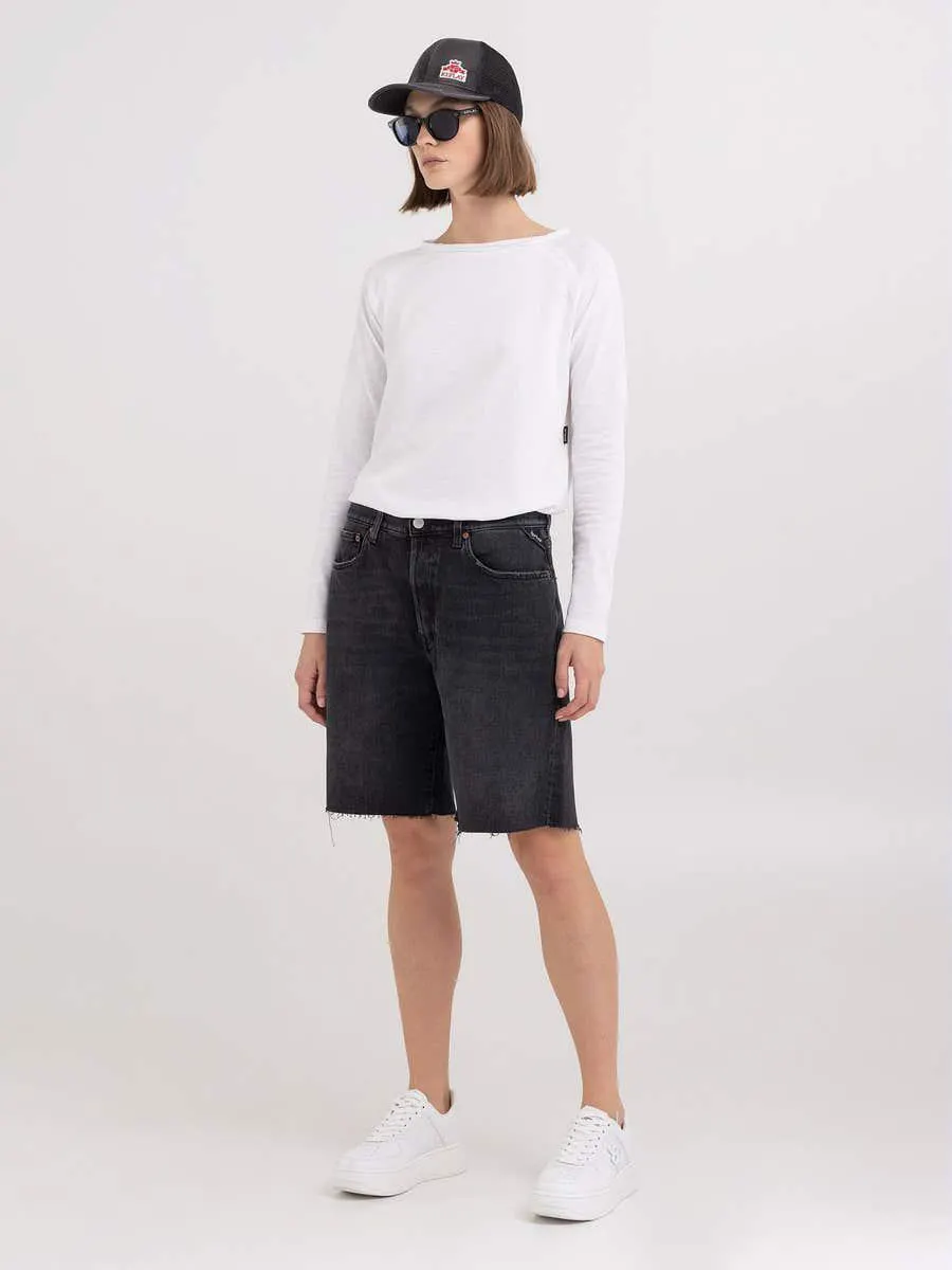 Bermudas de corte regular en denim negro