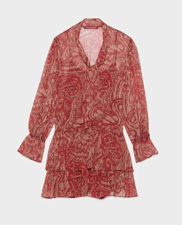 Vestido corto fluido de paño