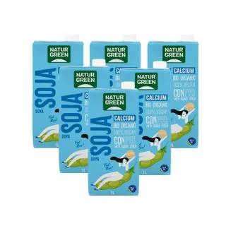 Bebida de Soja Calcio NaturGreen Pack 6L