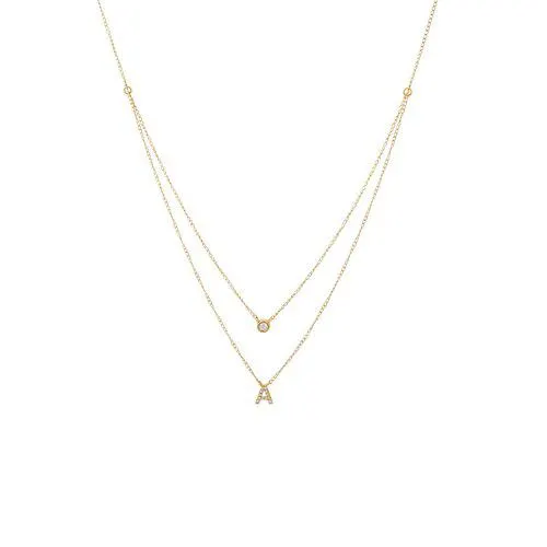 Gargantilla doble inicial y circonita Oro