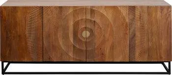 Arcón de madera de cuatro puertas base boho negro 177x75 cm