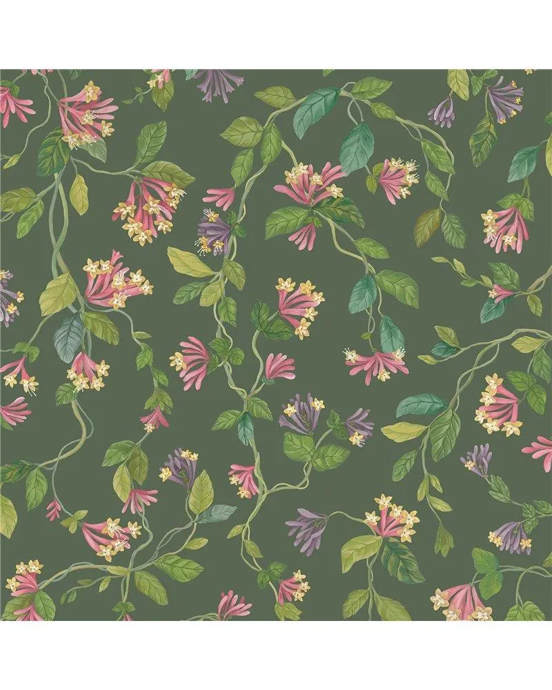 PAPEL PINTADO Flora Fuchsia On Racing Green 124-3019