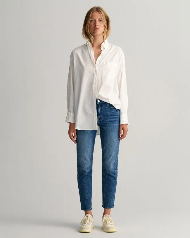 Vaqueros tobilleros rectos de talle alto