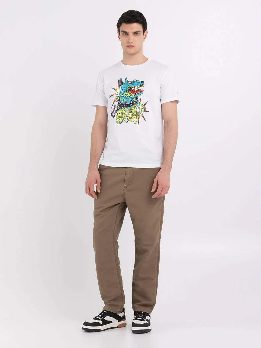 Camiseta con cuello redondo de punto con estampado pop