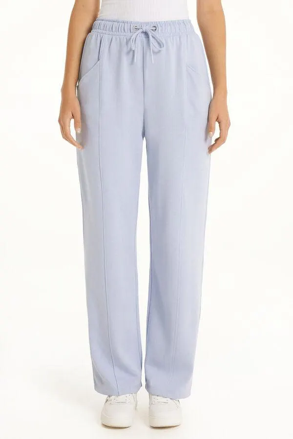 Pantalón de Felpa Recto con Costuras