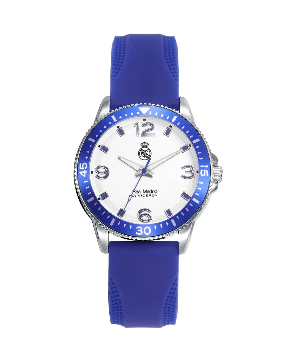Reloj de mujer con caja de acero y correa de silicona azul