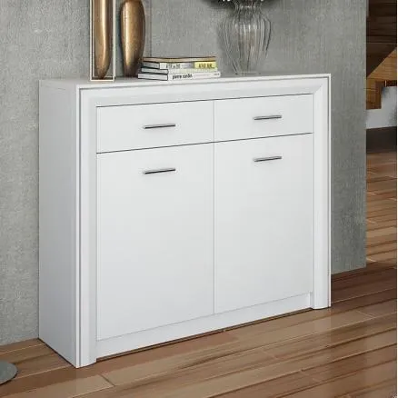 Consola en color blanco poro con moldura