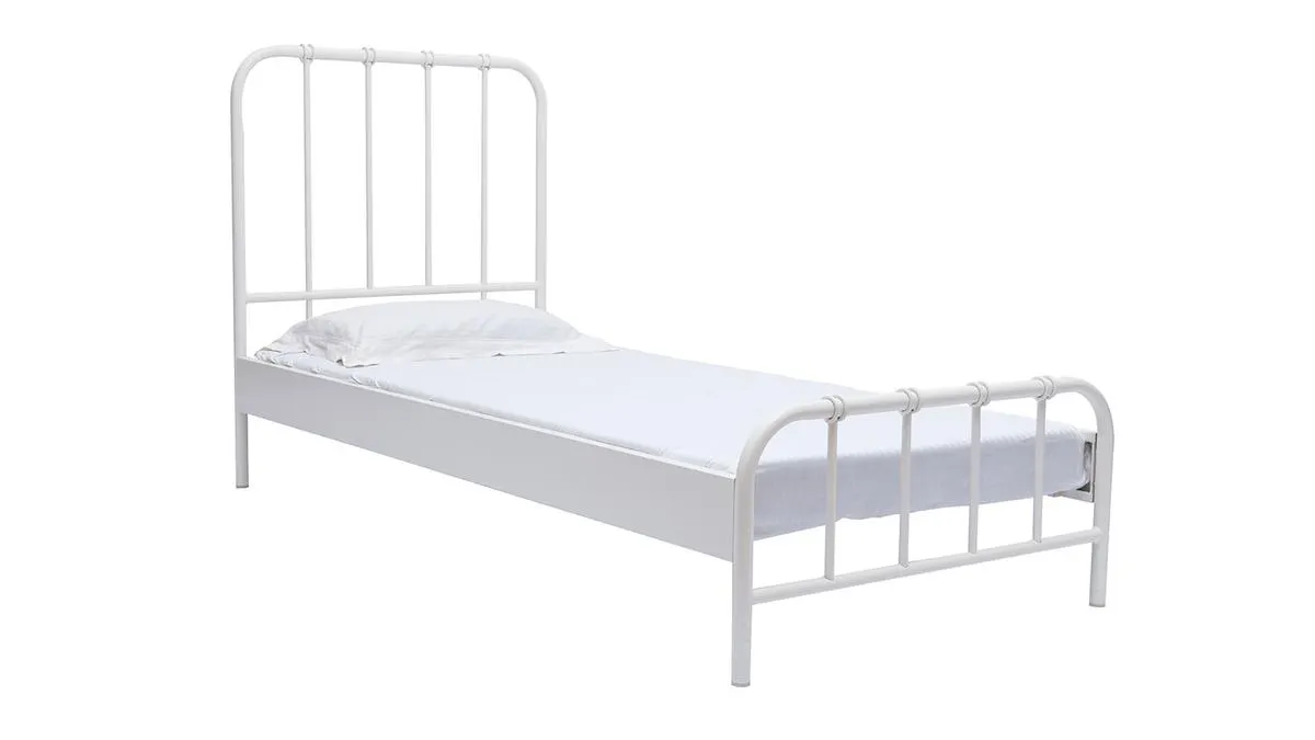 Cama de metal blanca 90 × 190 cm AUGUSTE