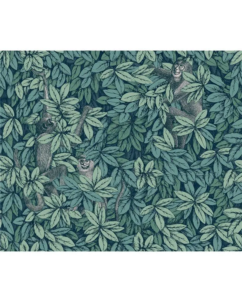 PAPEL PINTADO Foglie e Scimmie Viridian 123-10046