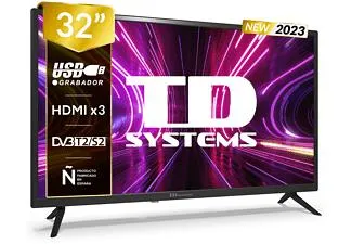 TV LED 32" - PRIME32X14H TD SYSTEMS, HD, DVB-T2 (H.265)Sí, Negro