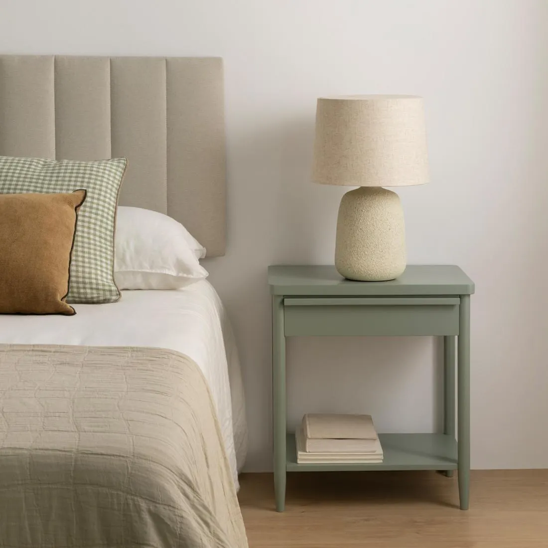 Mesita de noche verde 1 cajón