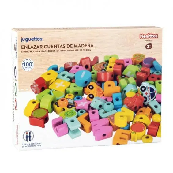 Nenittos Enlazar Cuentas de Madera 100 Piezas