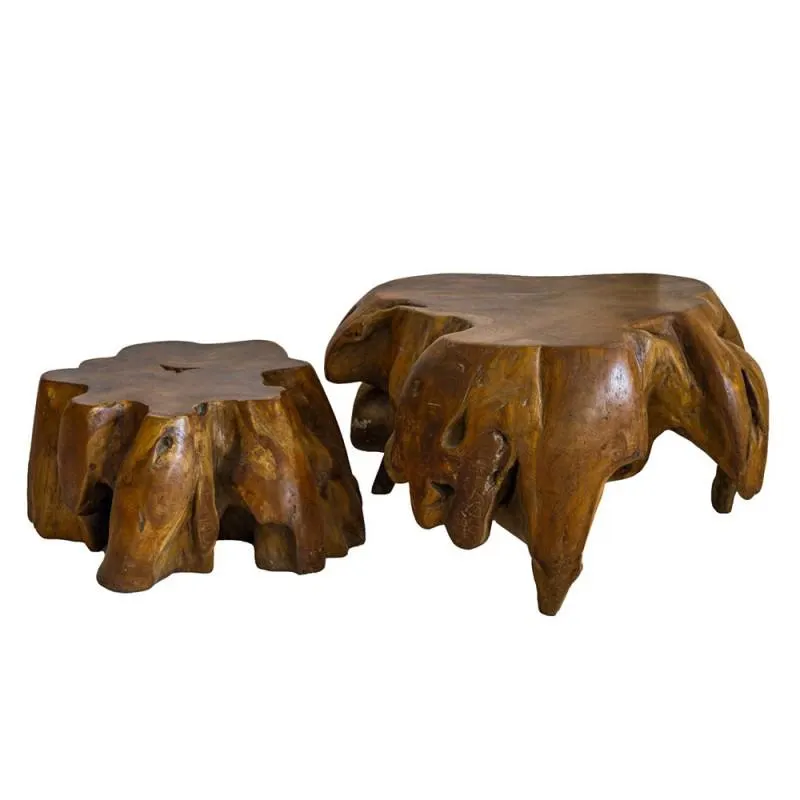 Set de mesas de centro raíz de Teca