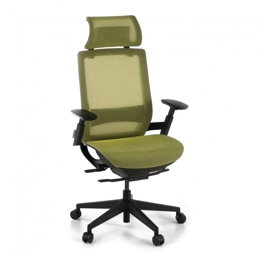Silla de Oficina Apollo, Totalmente Ajustable, Reposacabezas - Verde