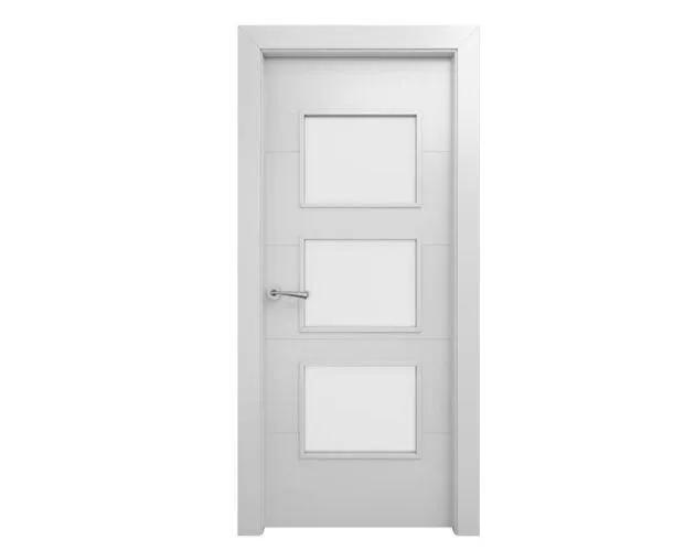 Puerta de Interior Ons blanca acristalada 72,5cm derecha con tapajuntas