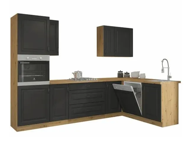 Conjunto de cocina Retro 156, 162cm, Encimera, Aglomerado laminado, Rectangular, MDF