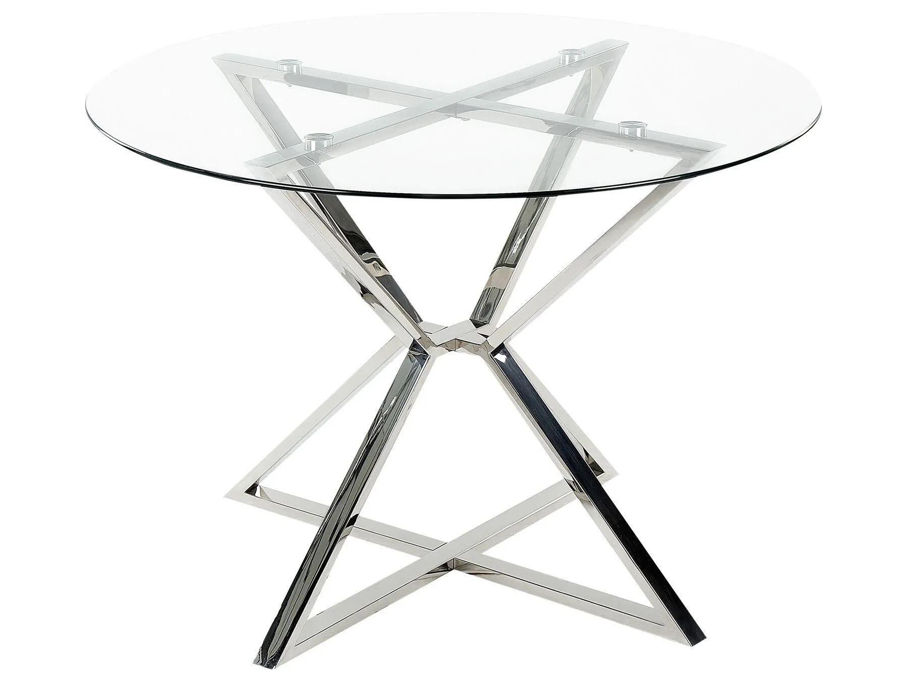 Mesa de comedor BOSCO Plateado 105 cm 105 cm Vidrio templado