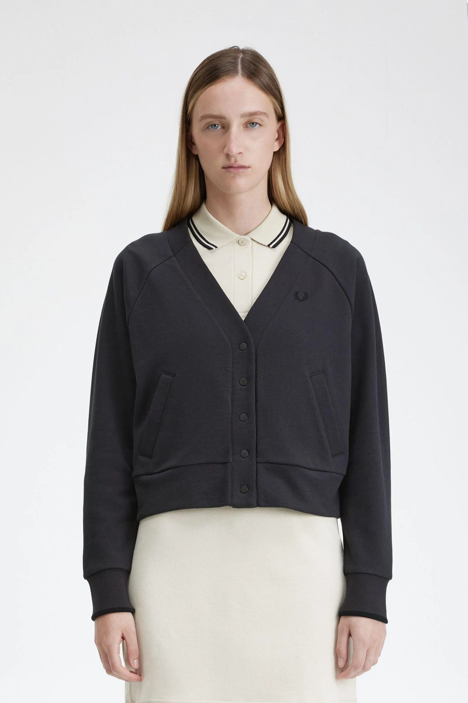 Cardigan style sweatshirt