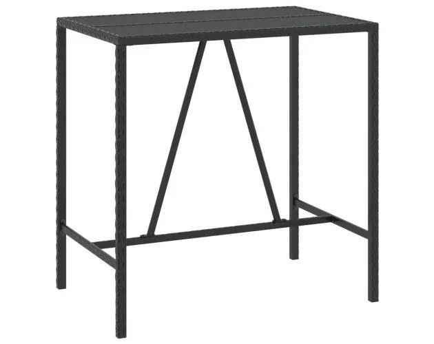 vidaXL mesa alta bar ratán pe y superficie vidrio negro 110x70x110 cm