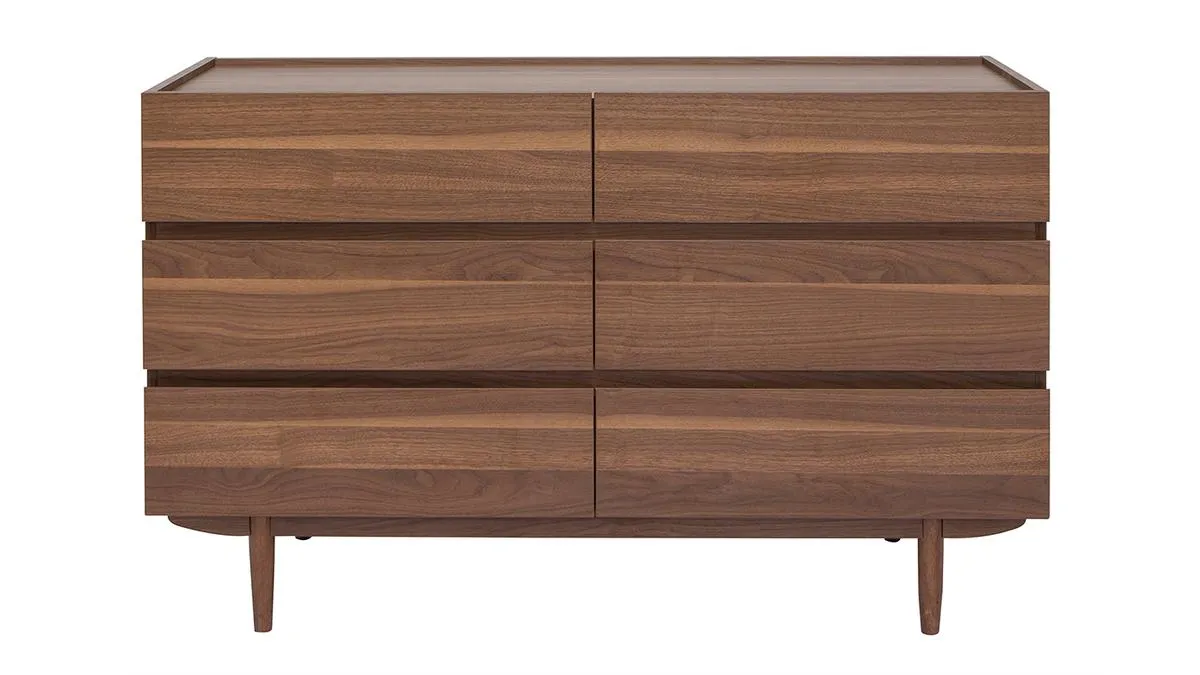 Cómoda de 6 cajones de madera oscura 120 cm SANAA