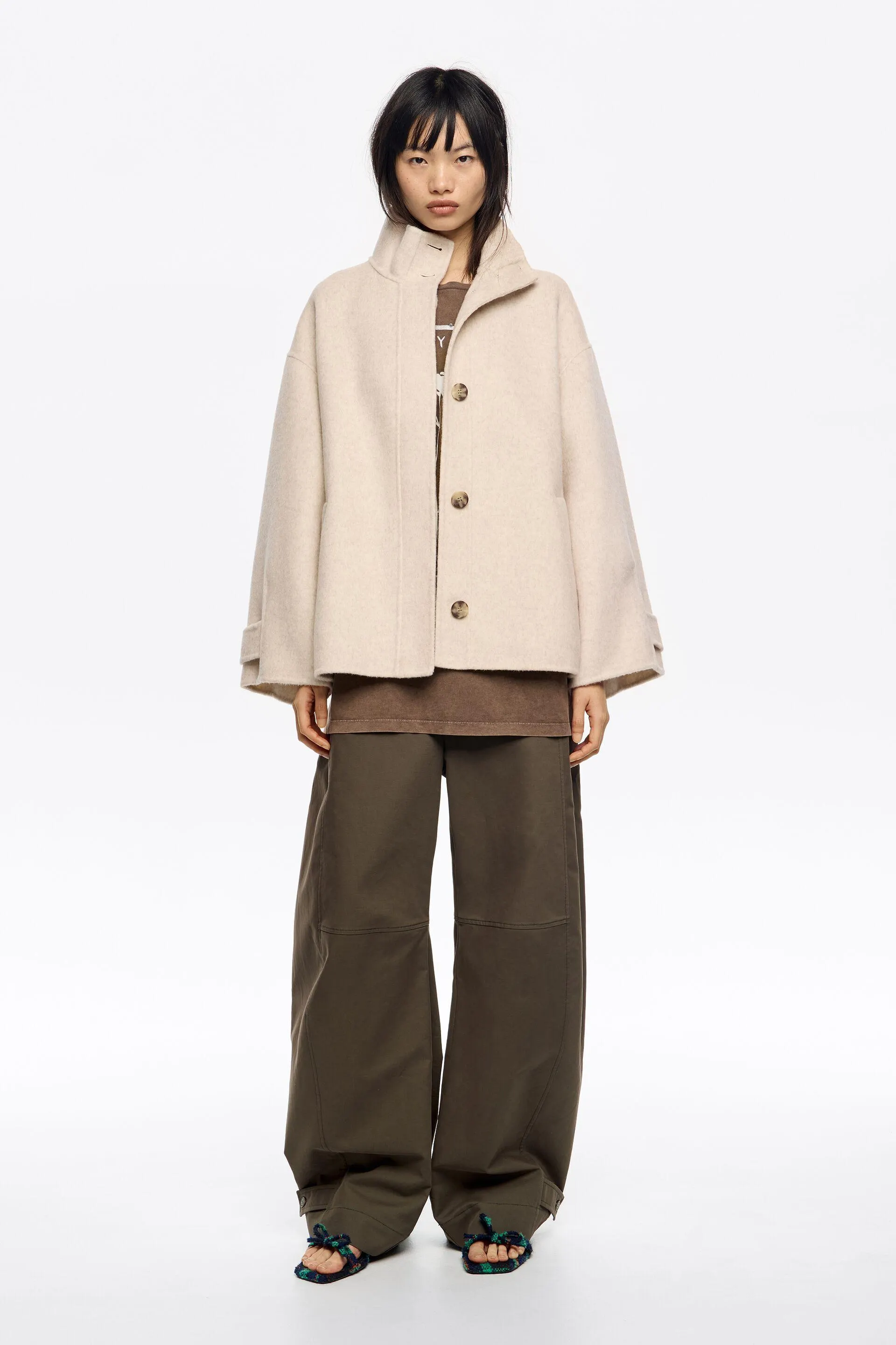 Chaquetón doble faz línea A marfil