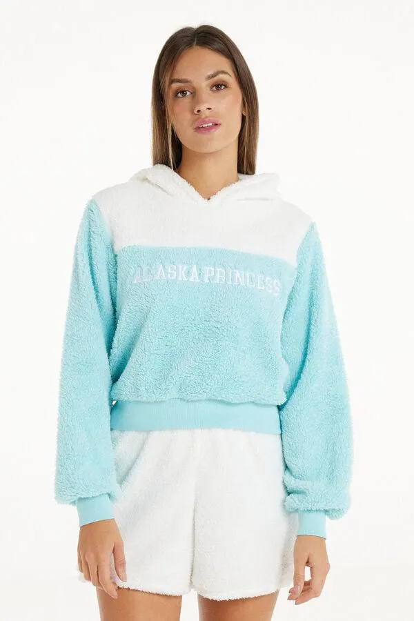 Pijama de Manga Larga con Pantalón Corto de Forro Polar con Estampado Alaska