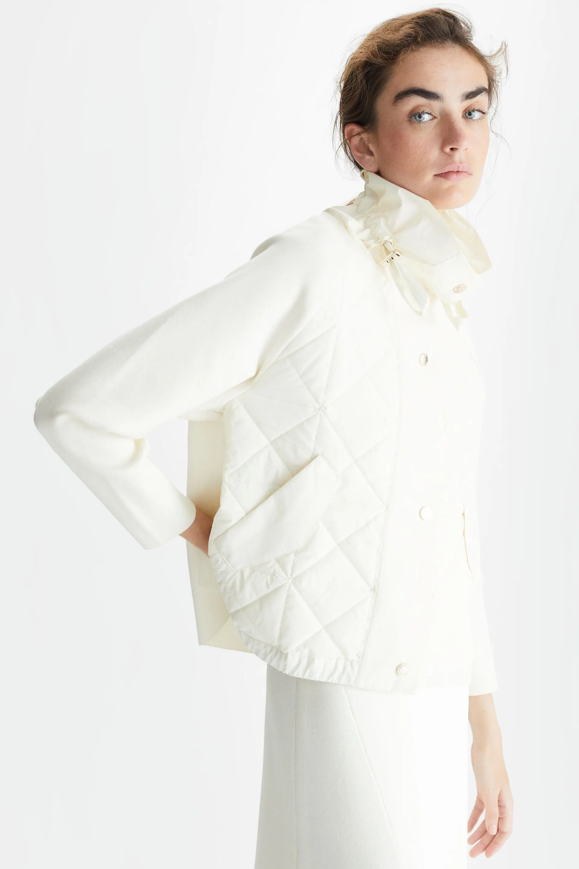 Cazadora evasé técnico y punto stretch