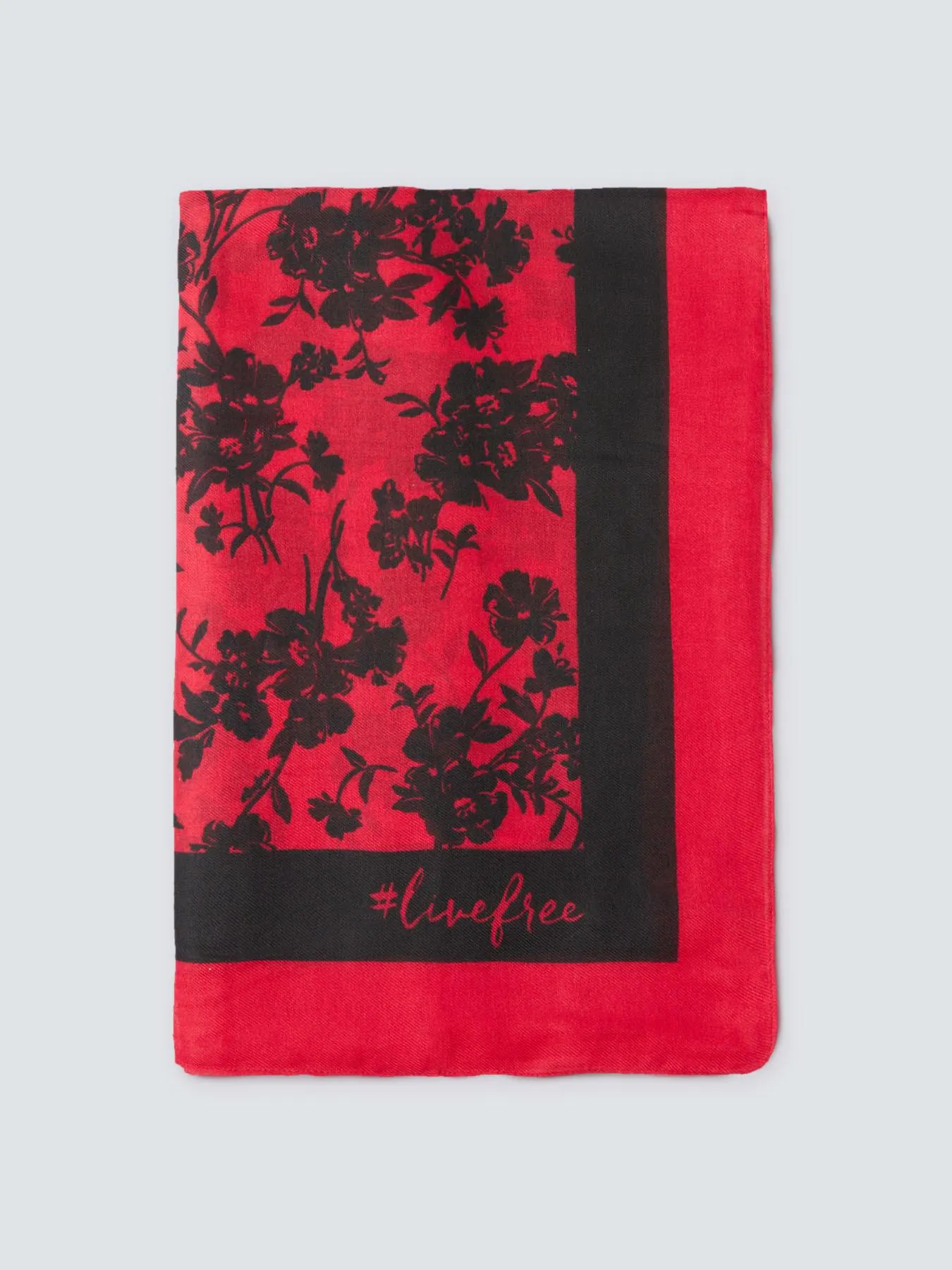 Bufanda ligera con estampado de flores y logos