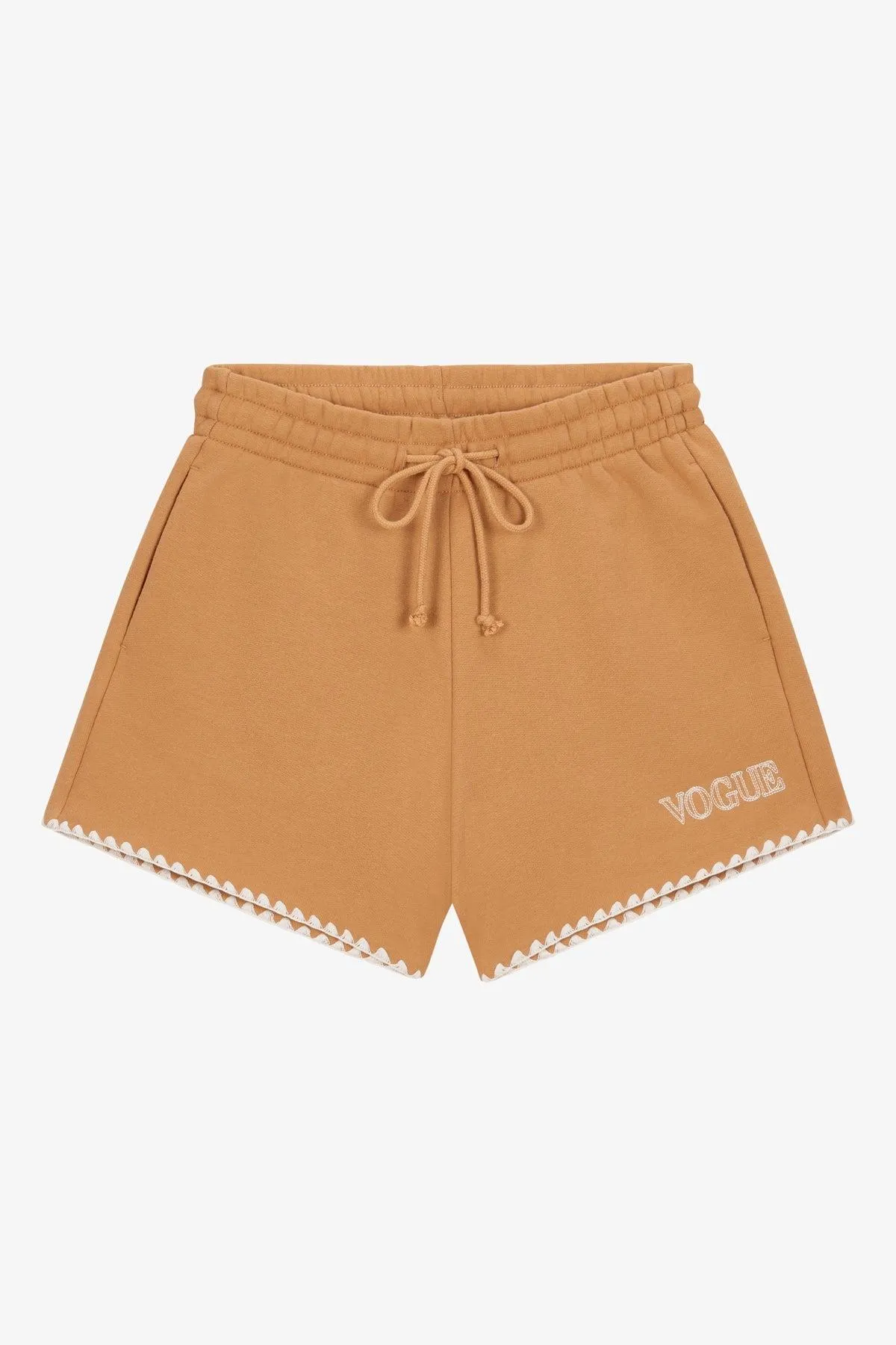 Shorts VOGUE camel con logo bordado