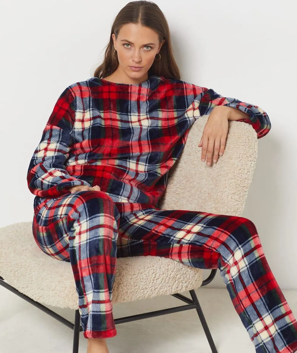 Suéter polar estampado de cuadros