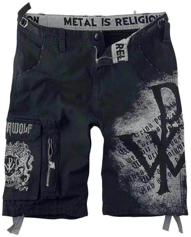 "EMP Signature Collection" Pantalones cortos negro/gris de Powerwolf