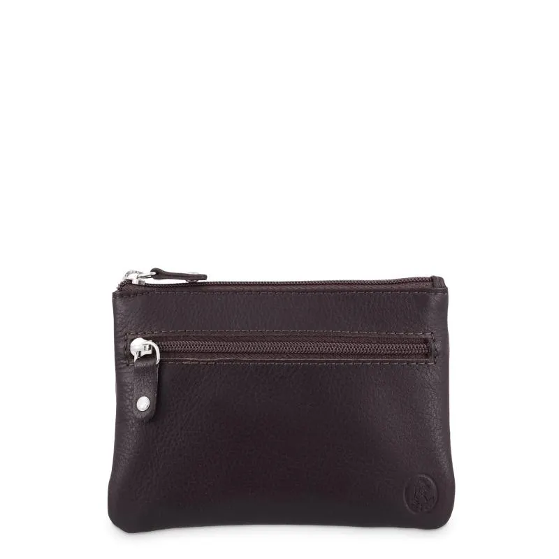 Monedero Llavero 3 cremalleras hombre en piel vacuno color marrón - Box