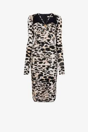 Vestido fruncido con estampado Murena