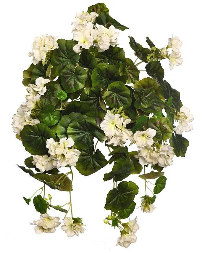 Geranio de colgar artificial blanco