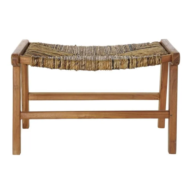 Teak and natural fibre bench