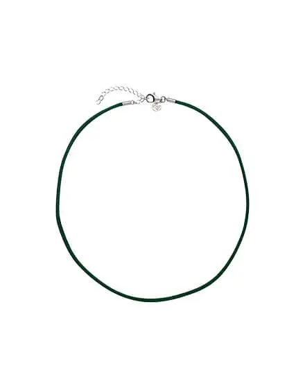 Choker de seda verde esmeralda 40 cm con broche en plata