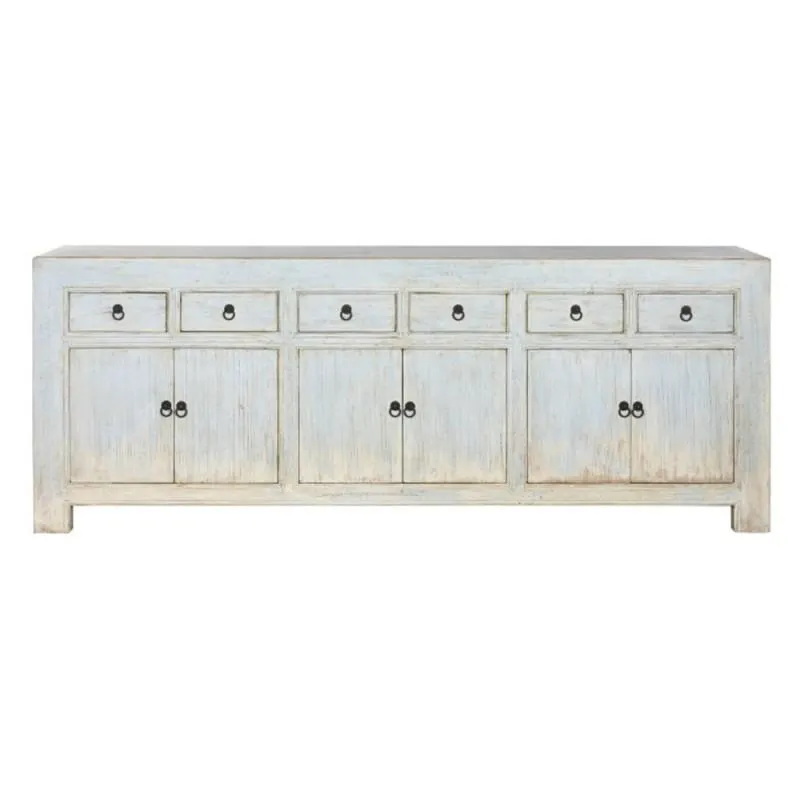 Solid elm sideboard 220cm 6 drawers