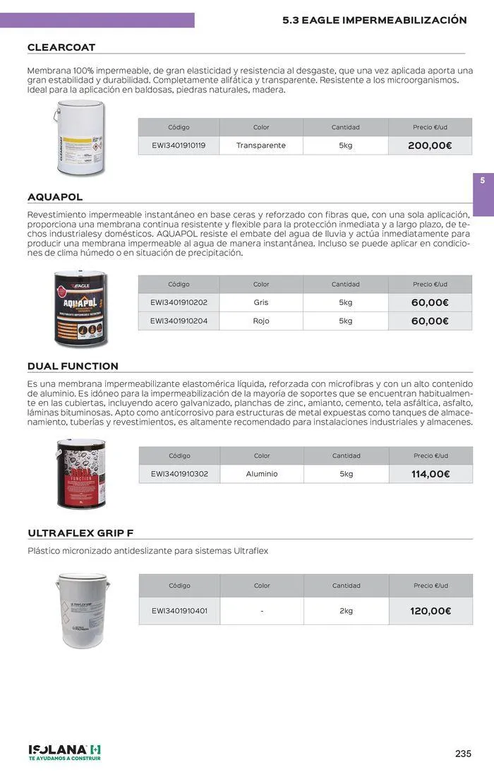 Catálogo de IMPERMEABILIZACIÓN – TARIFA ISOLANA 2024 29 de agosto al 31 de diciembre 2024 - Página 15