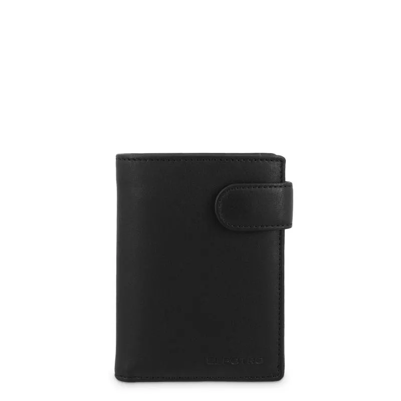 Cartera grande de hombre con monedero exterior en piel vacuno color negro - Boston