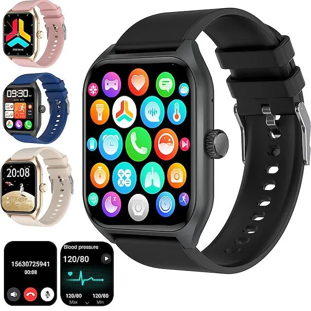 imosi qx5 reloj inteligente de glucosa en sangre no invasivo reloj inteligente de 1,96 pulgadas reloj de fitness para correr bluetooth control de temperatura podómetro llamada bluetooth compatible con