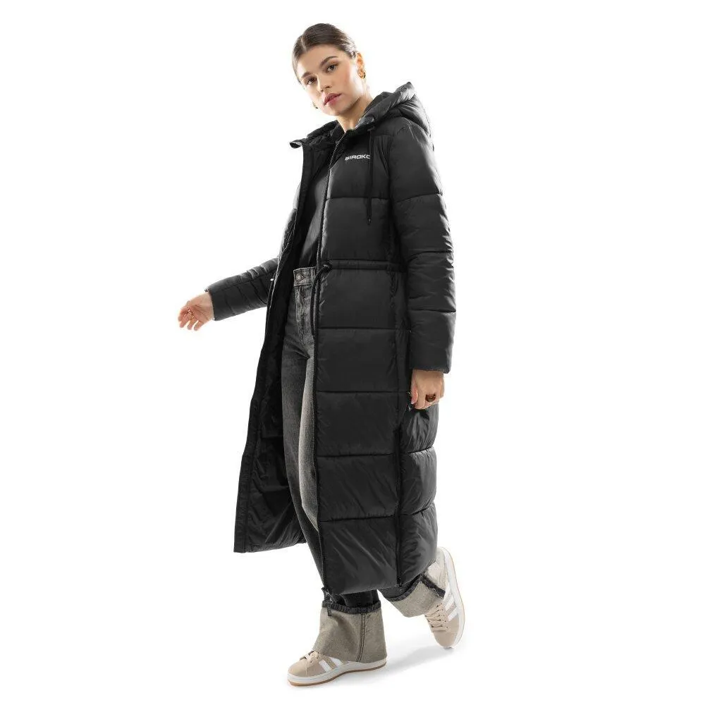 Abrigo largo acolchado mujer lifestyle Finland Negro