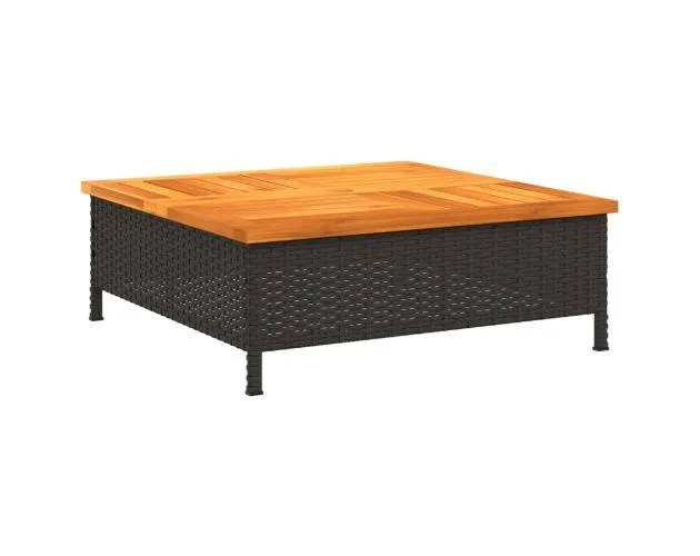 vidaXL mesa de jardín ratán y madera de acacia negro 70x70x25 cm