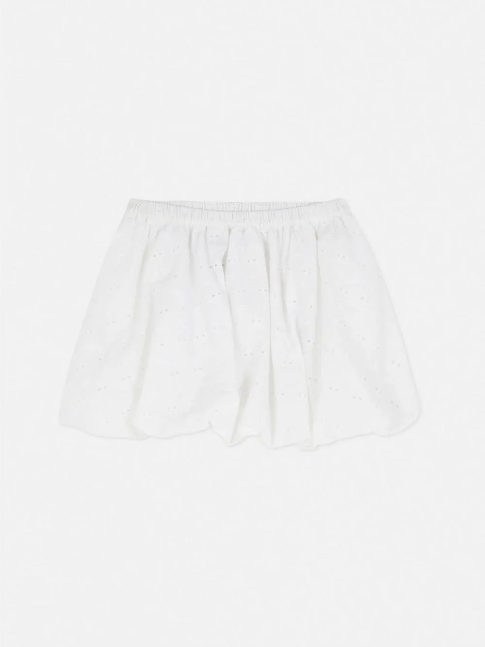Minifalda abullonada con bordado inglés