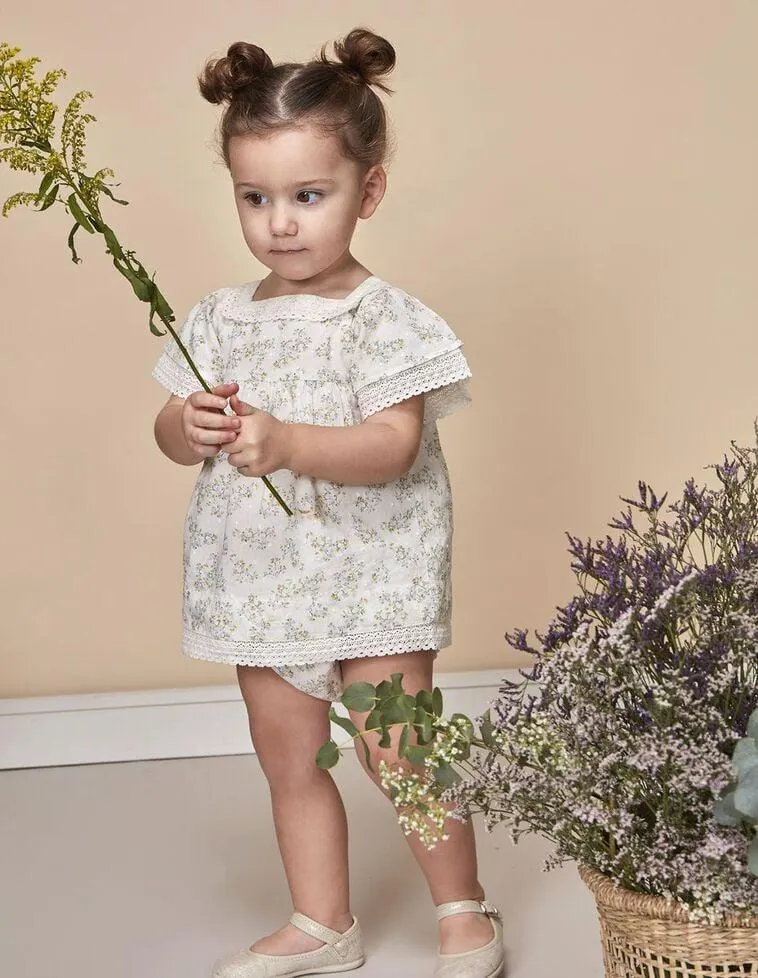 Vestido de plumeti estampado blanco